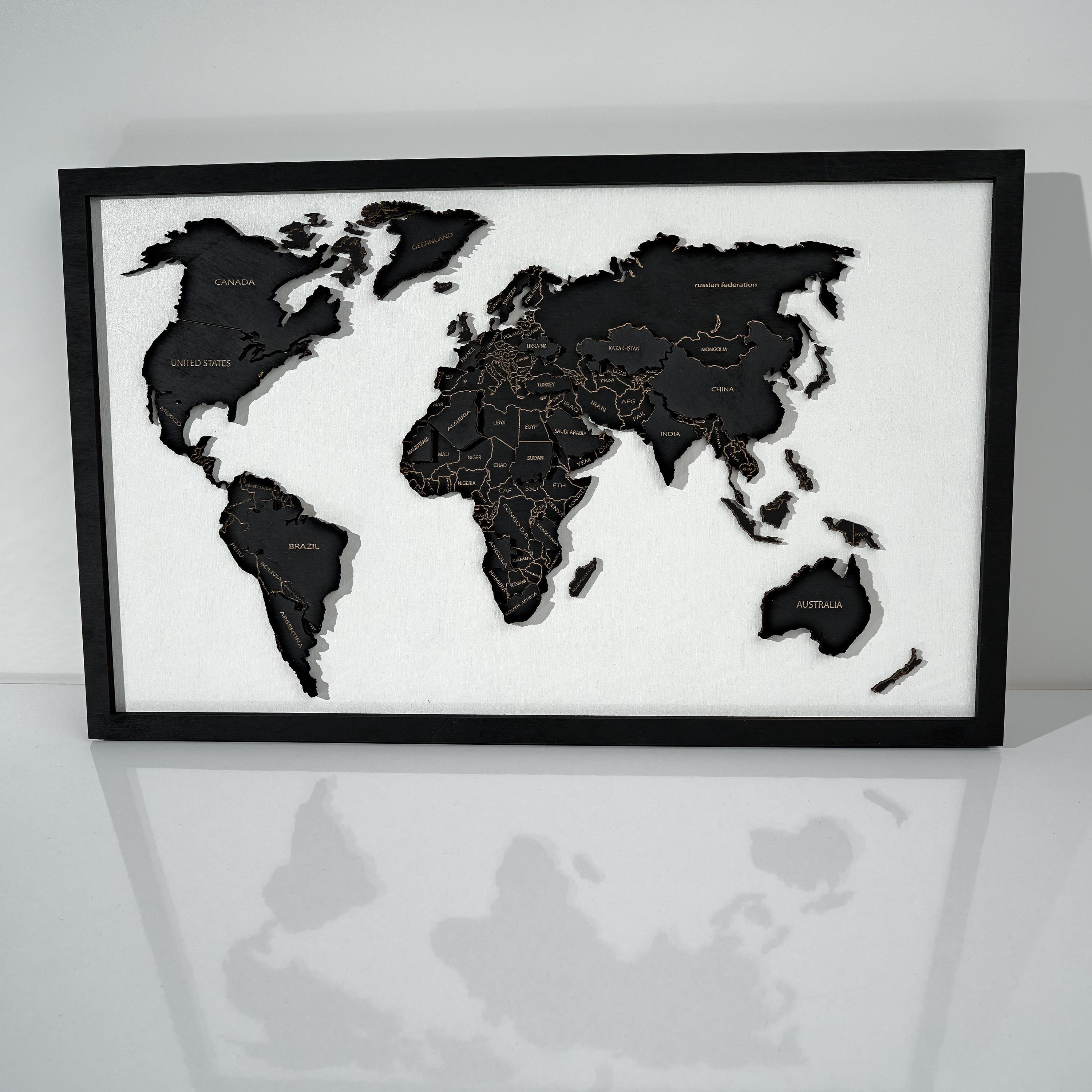 LED Wooden World Map Handmade