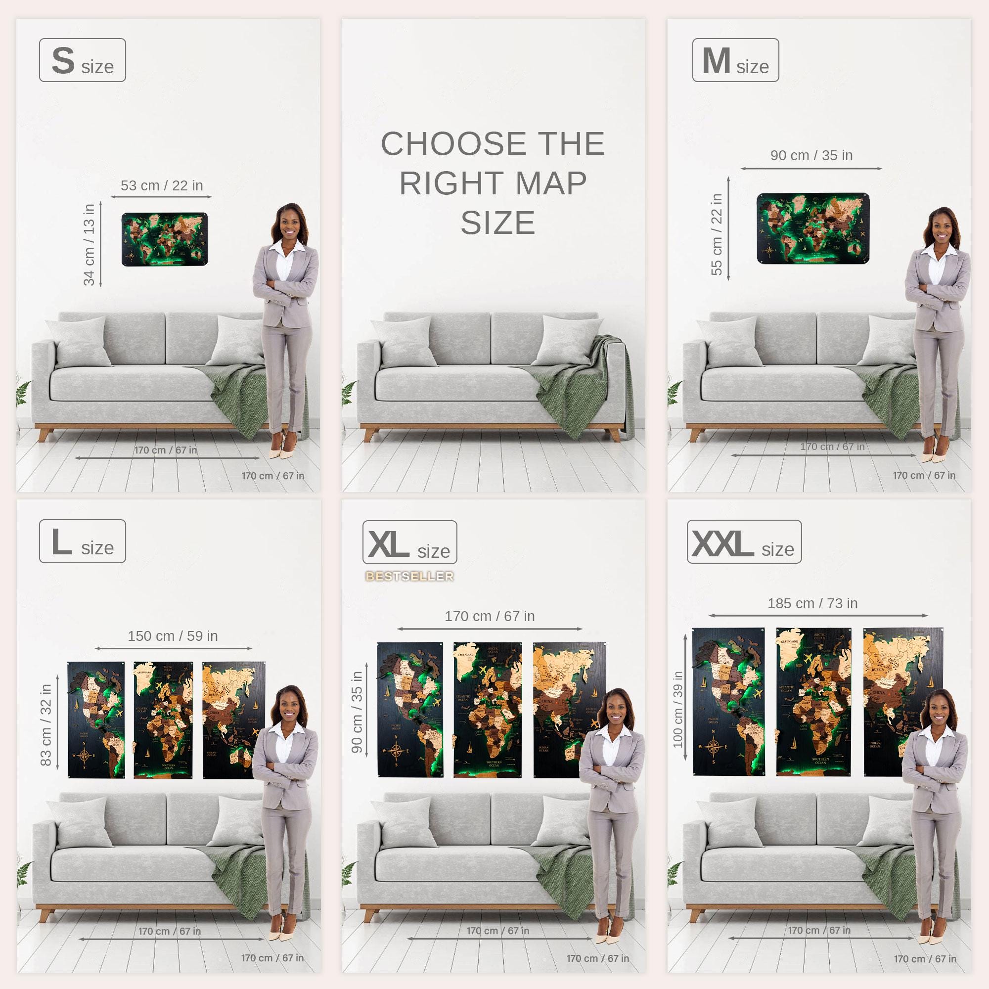 Wooden World Map Home Decor