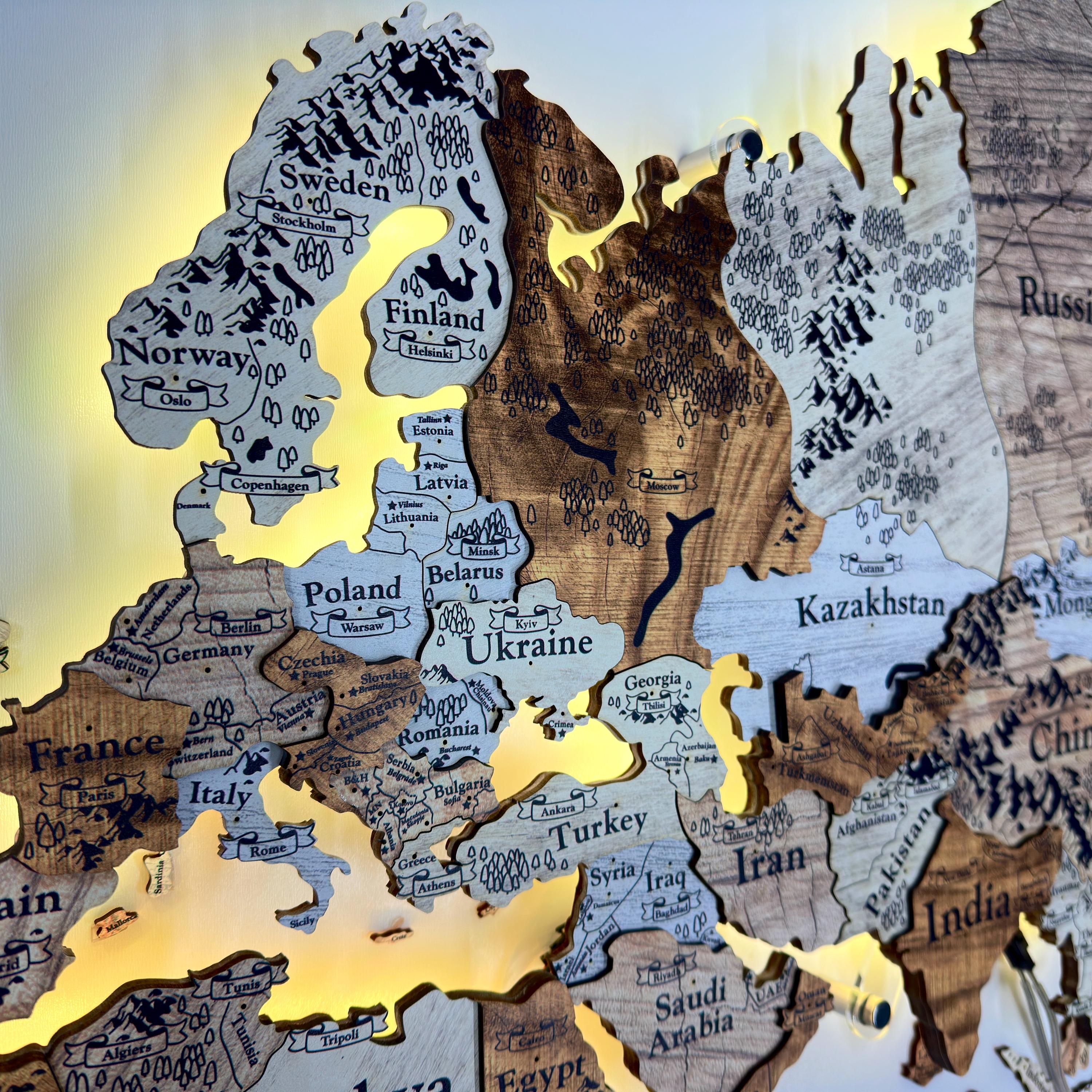 3D Large World Map Couples Travel Gift