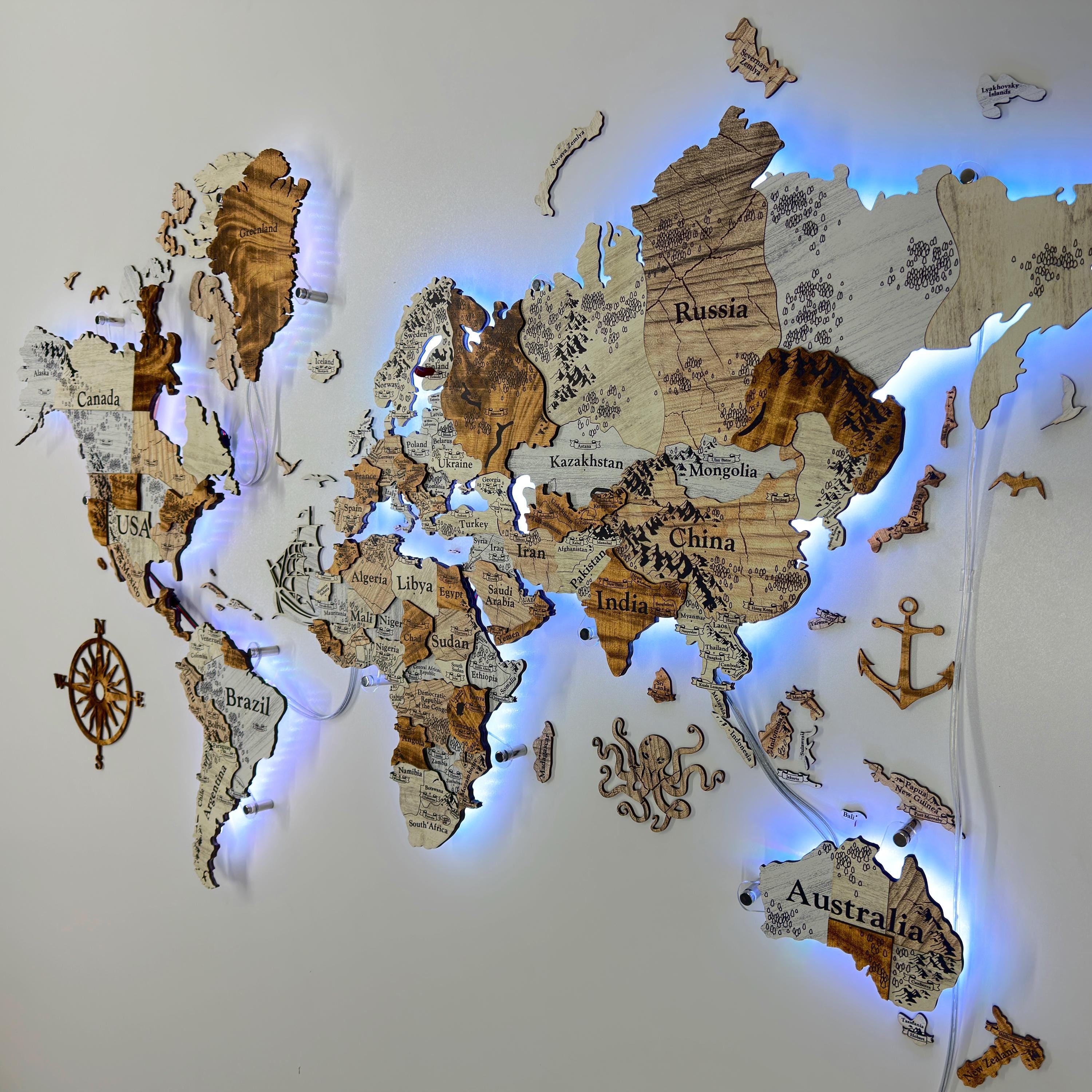 3D Large World Map Couples Travel Gift