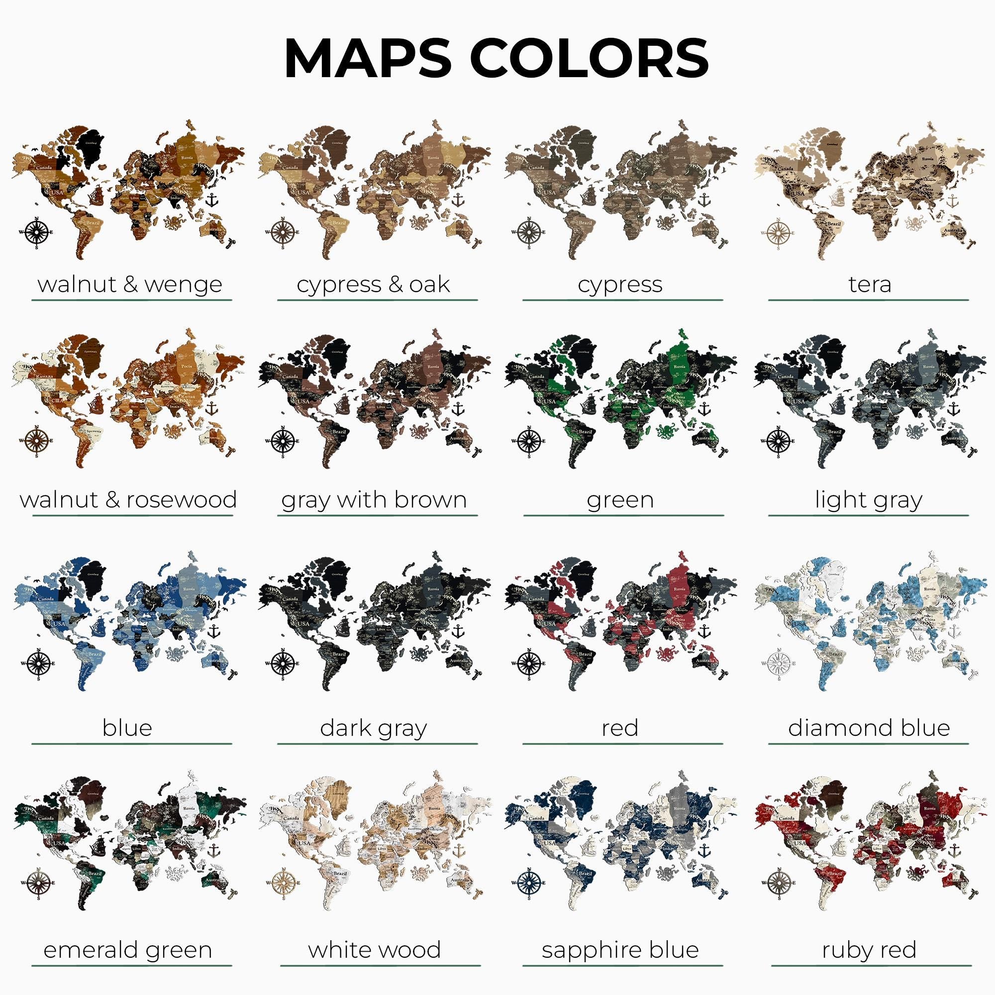 3D Large World Map Couples Travel Gift