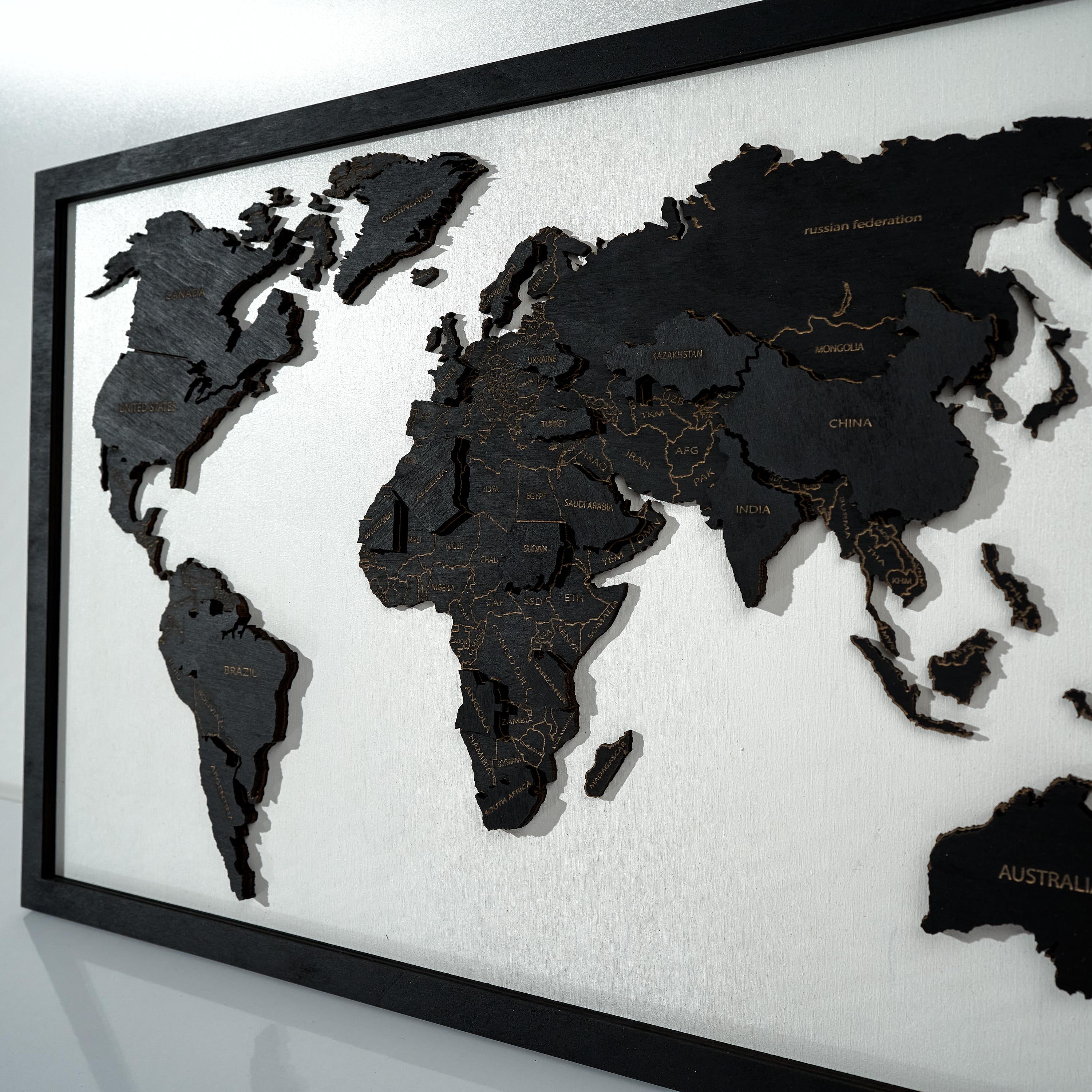 LED Wooden World Map Handmade