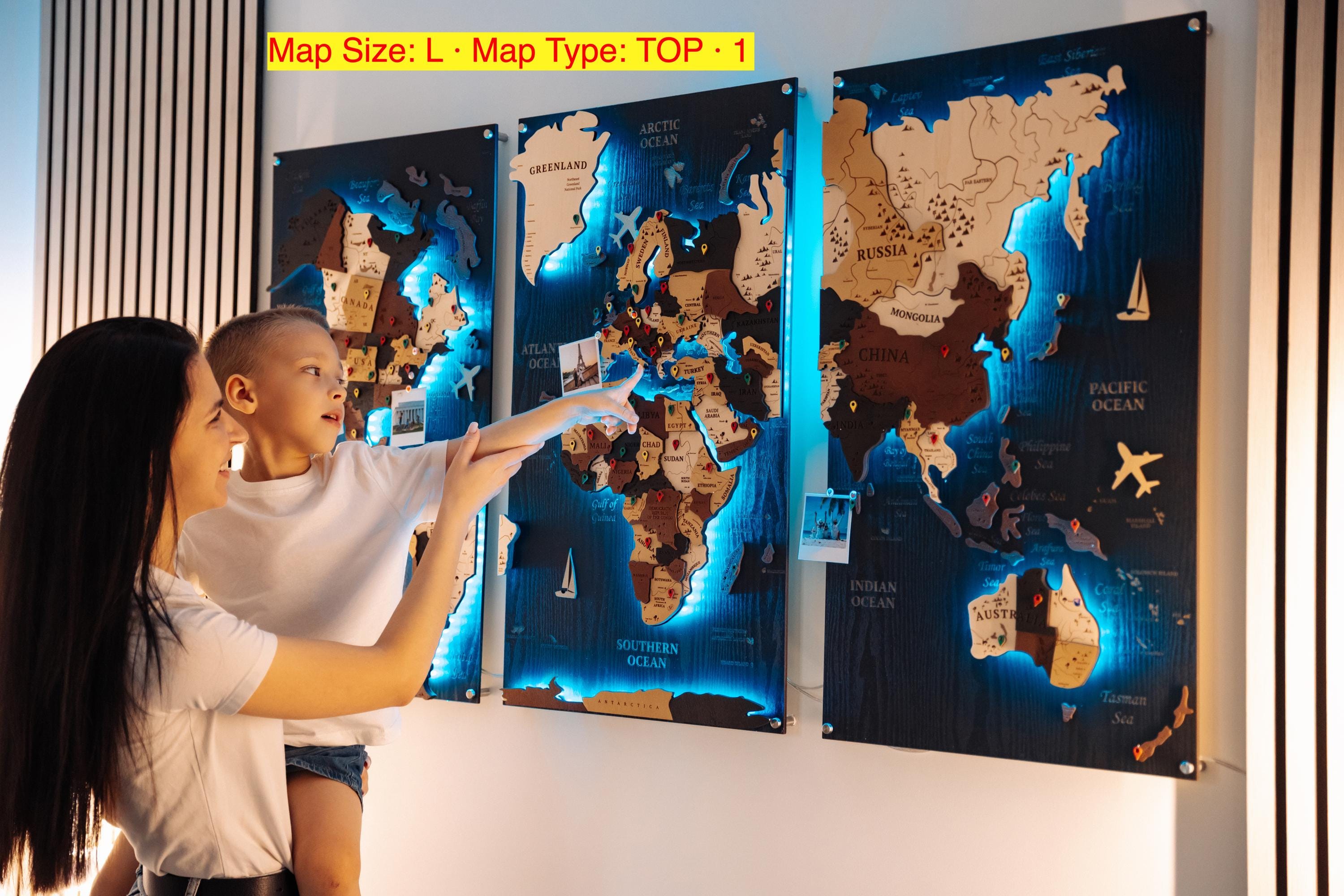 Wooden World Map Home Decor