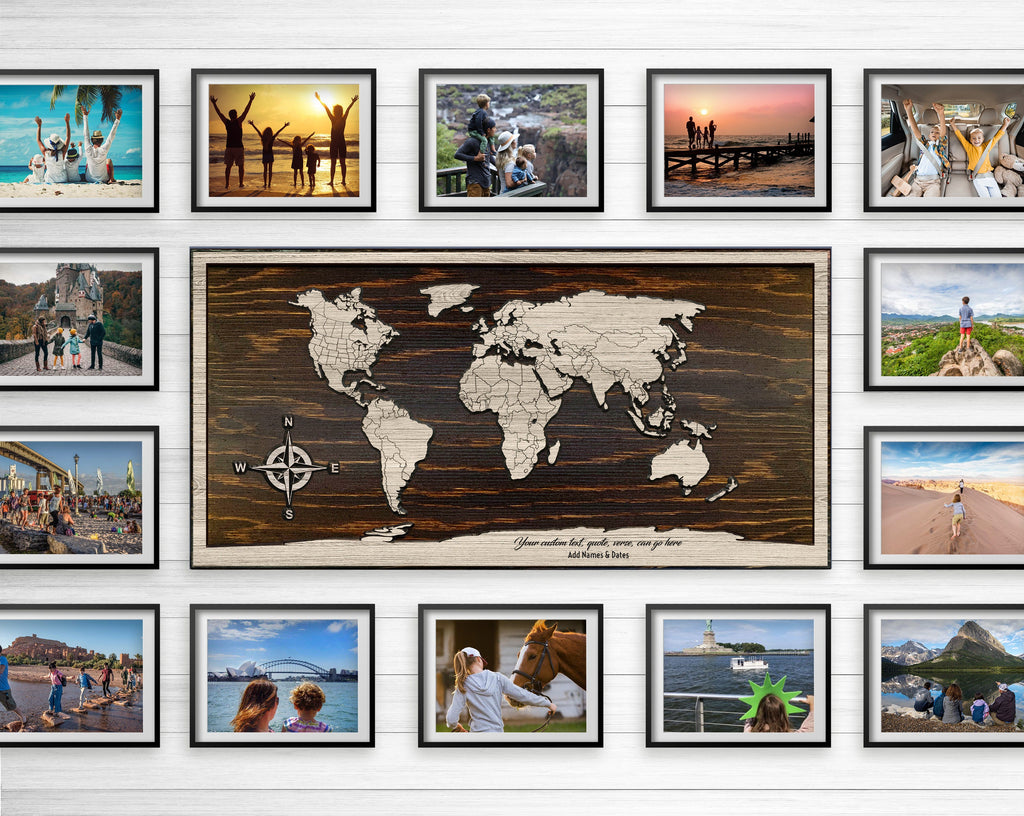 World Map Wall Art - Carved Wooden Map