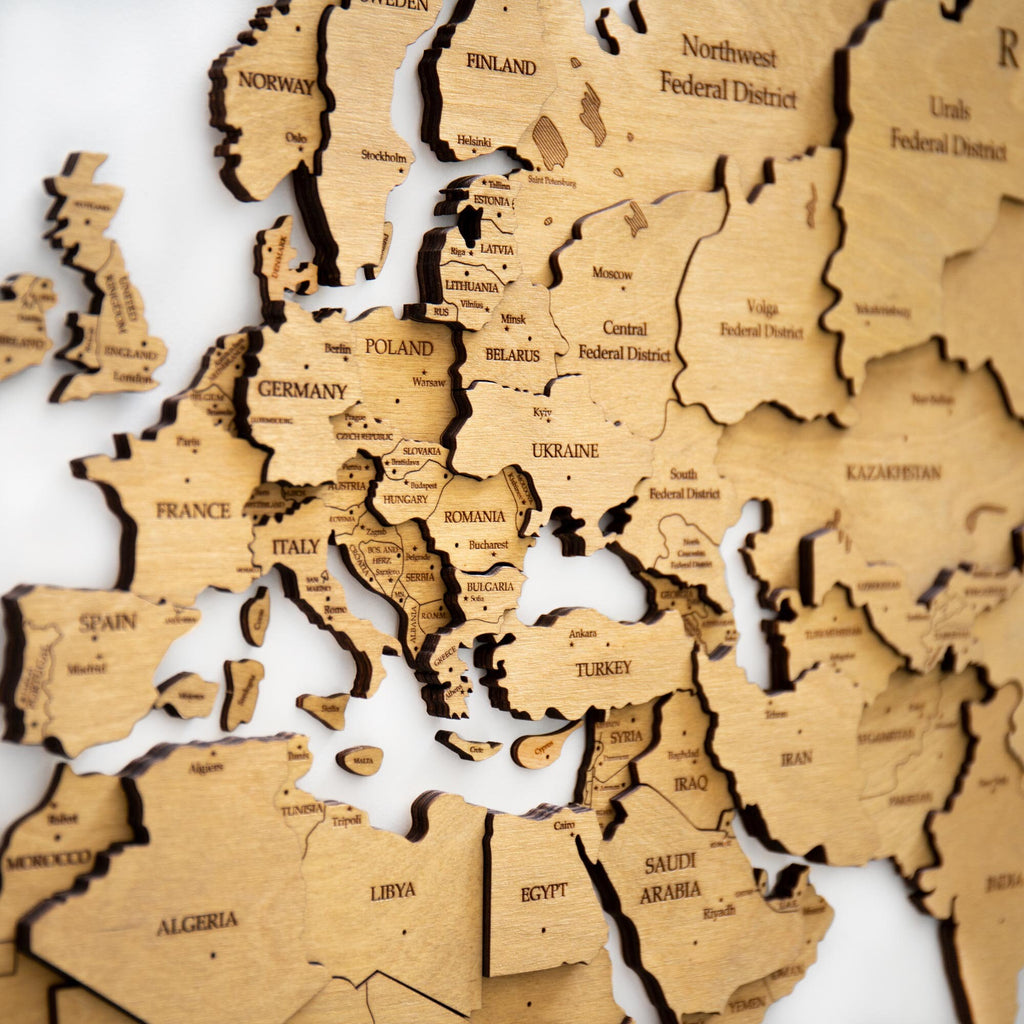 3D Wooden World Map - Travel World Map