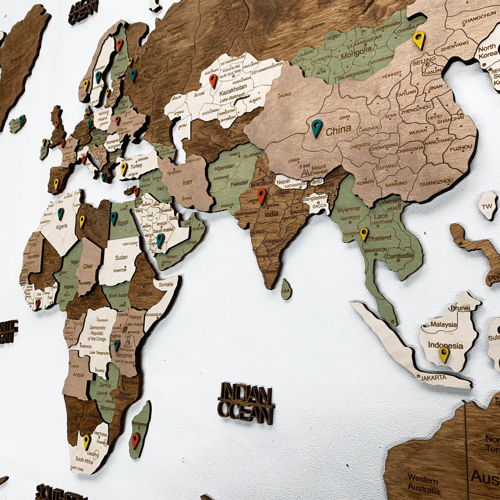Push Pin Map Weltkarte Holz Wall Decor