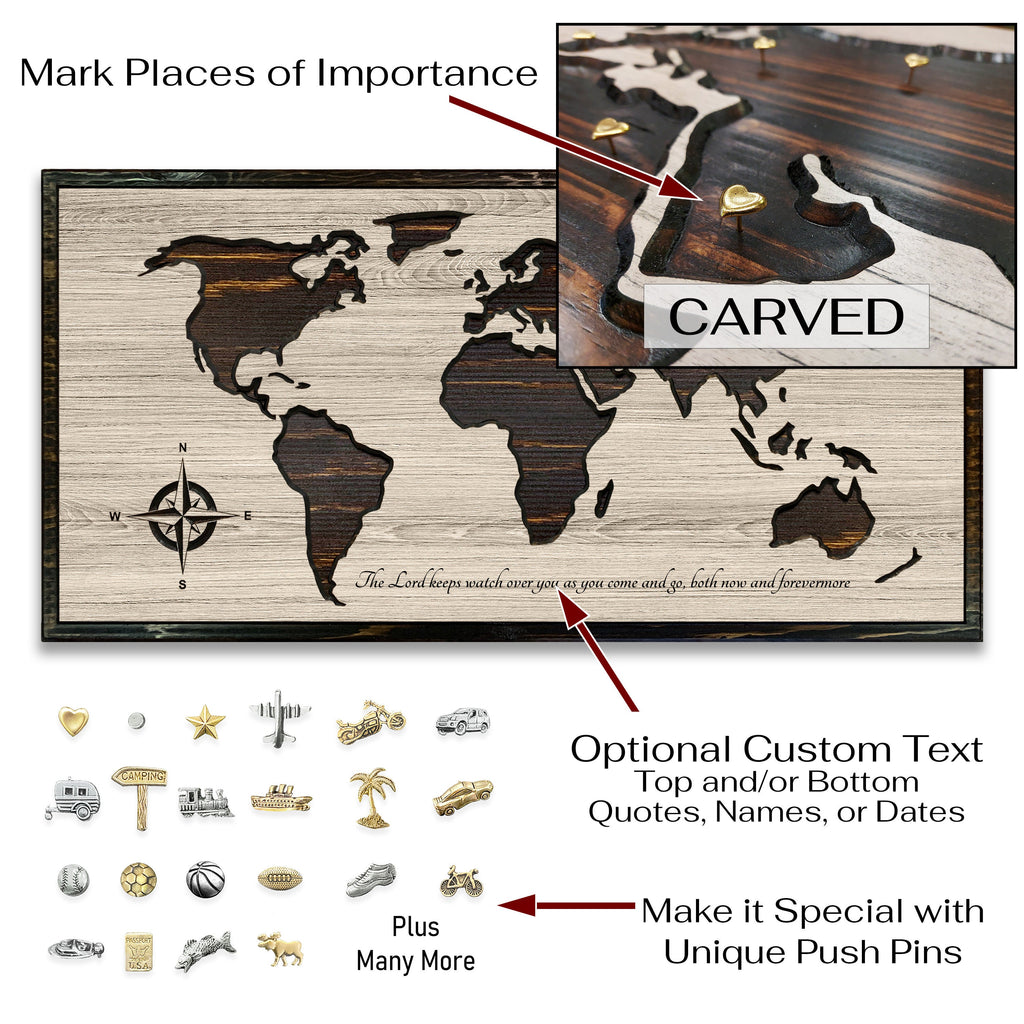 World Map Wood Wall Décor