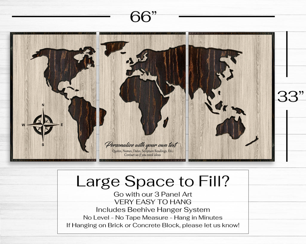World Map Wood Wall Décor