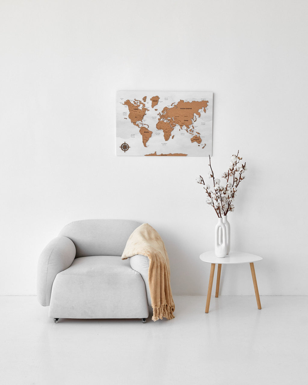 Wooden World Map Wall Décor