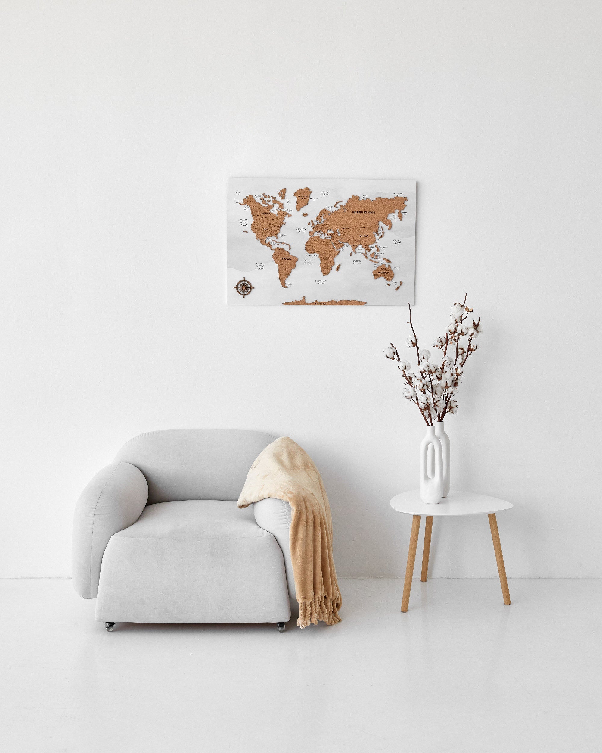 Wooden World Map Wall Décor