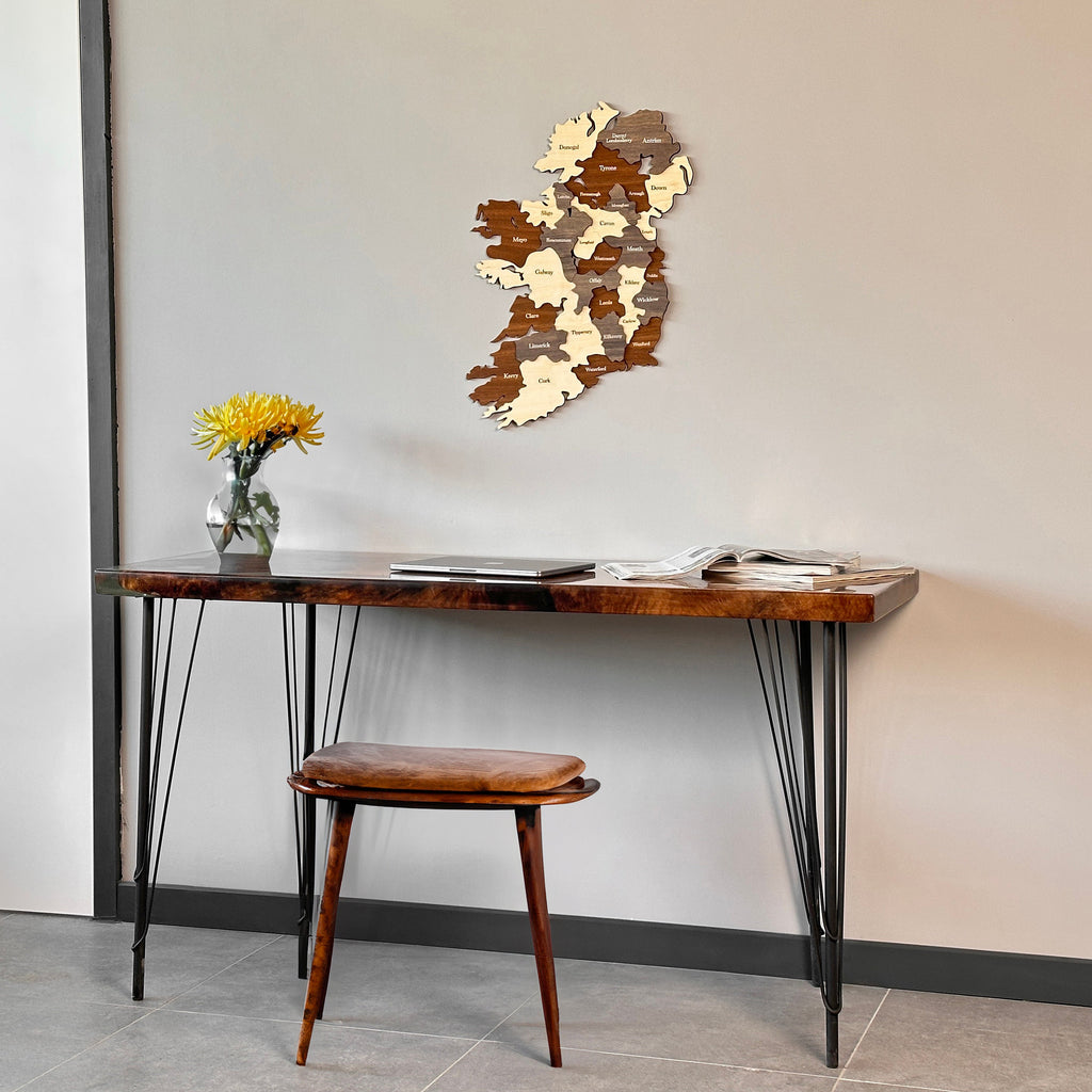 Wooden Ireland Map Wall Home Office Décor