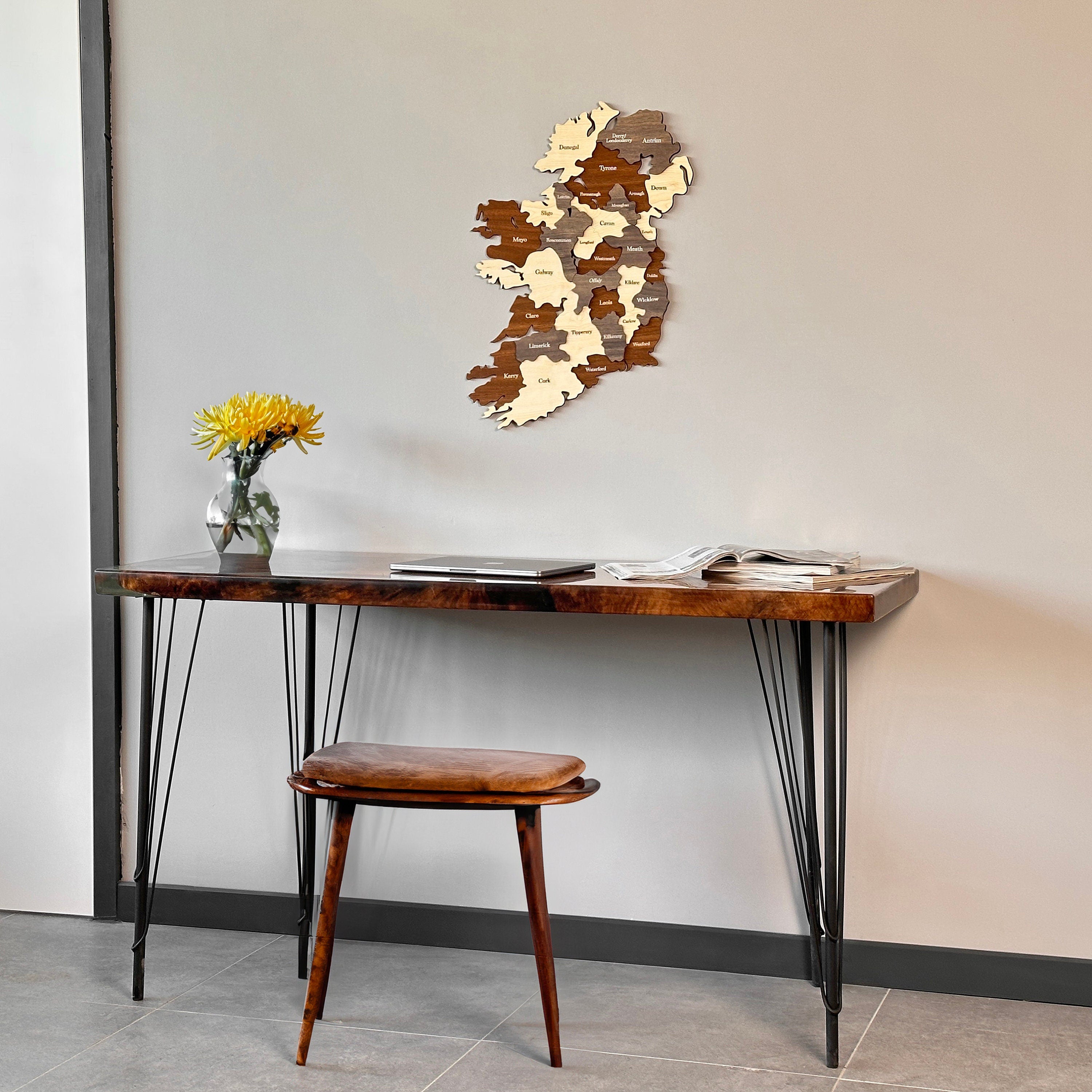 Wooden Ireland Map Wall Home Office Décor