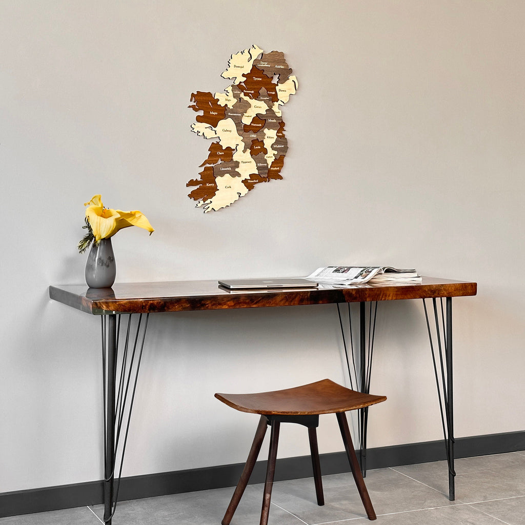 Wooden Ireland Map Wall Home Office Décor