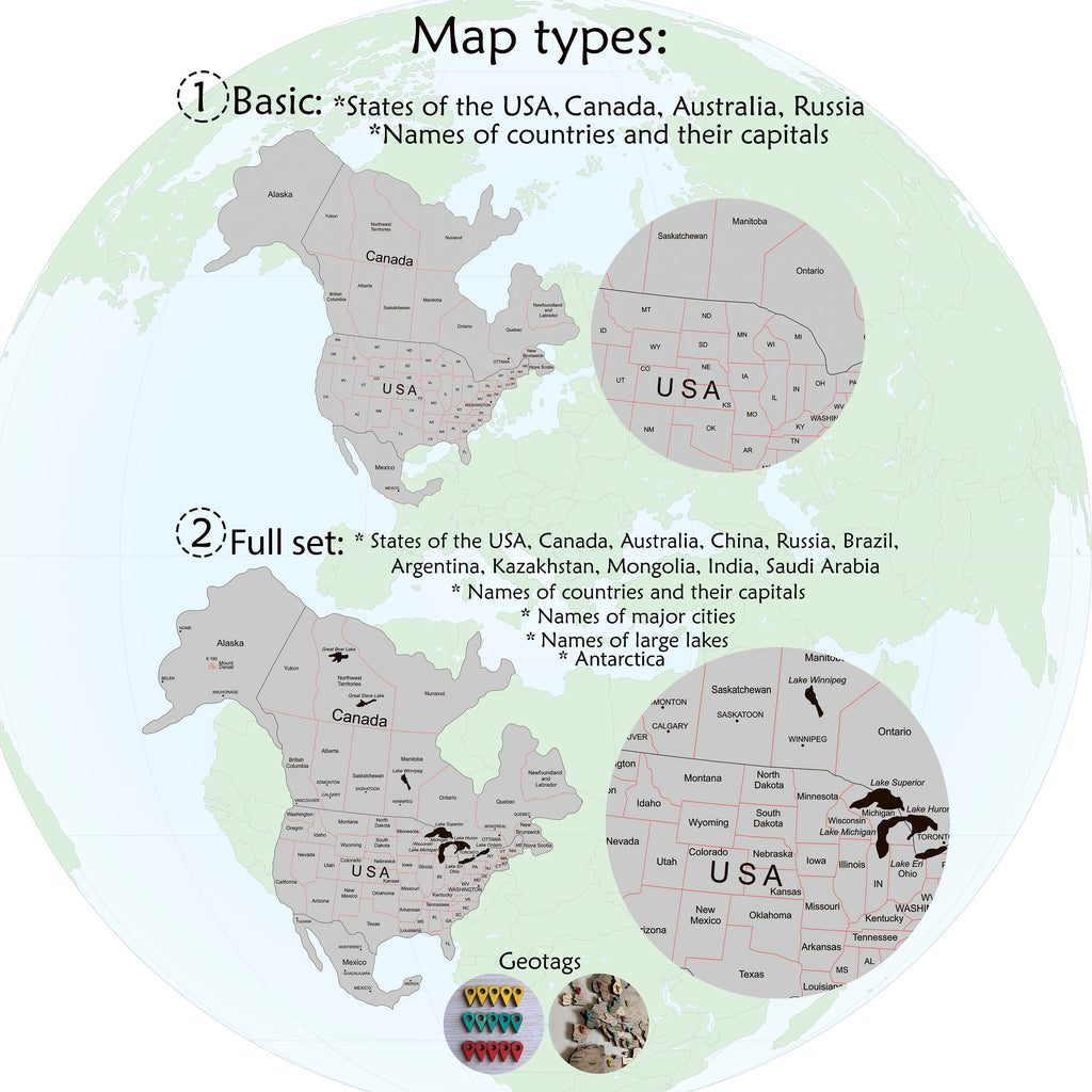 Push Pin Map Weltkarte Holz Wall Decor
