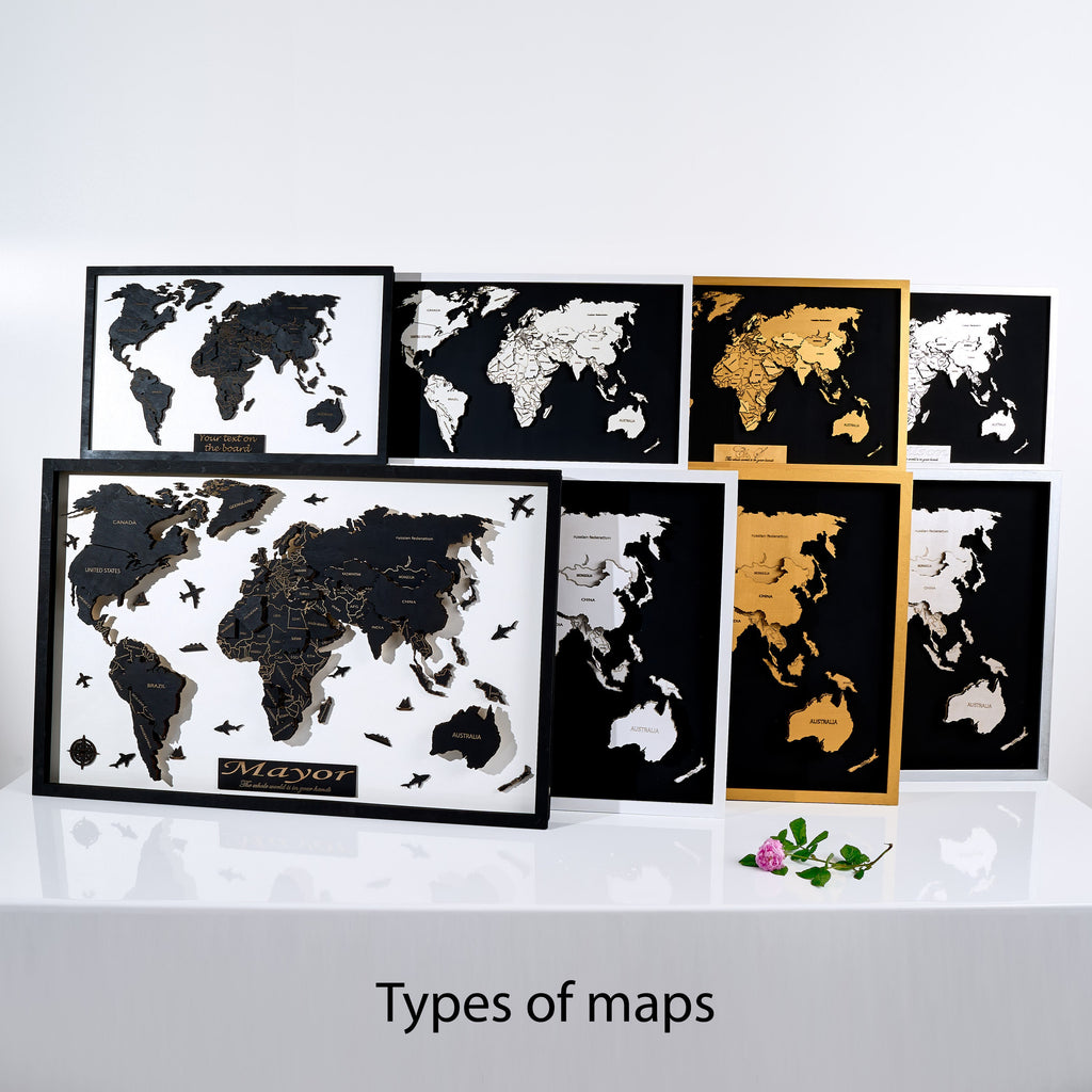 LED Wooden World Map Handmade