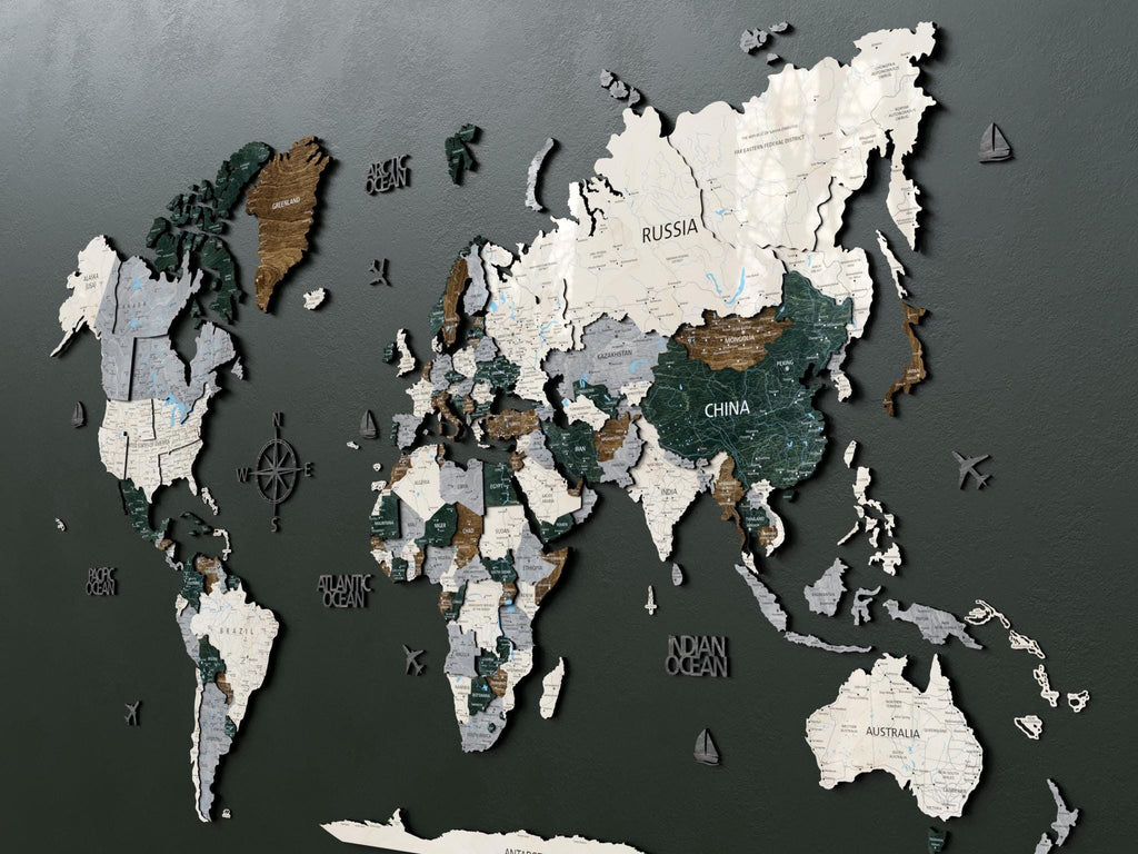 World Map Wall Art Office Décor