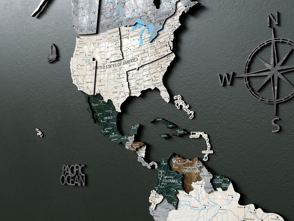 World Map Wall Art Office Décor