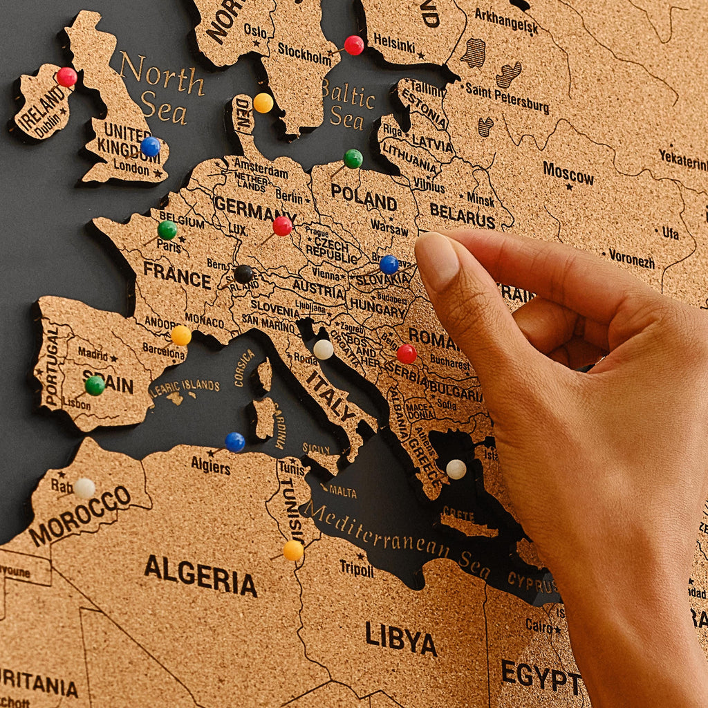 Family Travel Map With Pins Apartment Décor