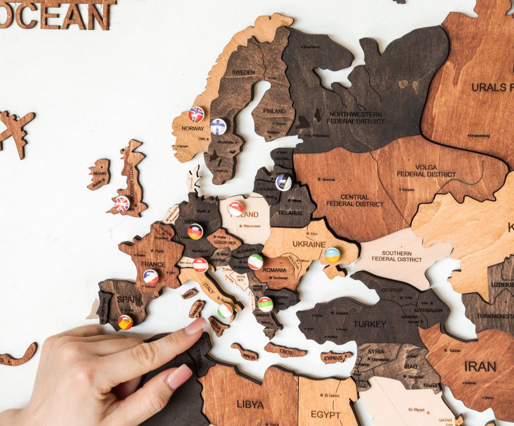 Wooden World Map - Living Room Decor