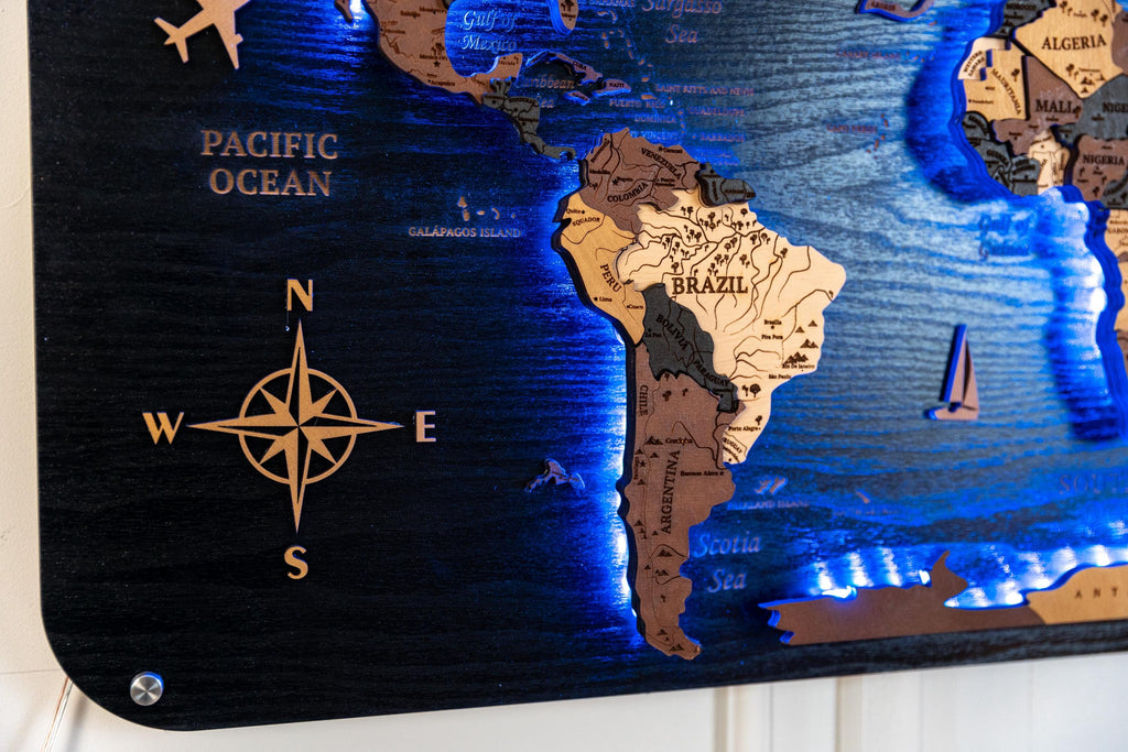 Levitation Wooden World Map