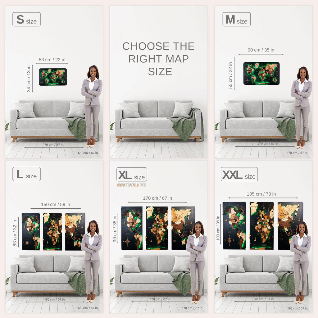 Wooden World Map Home Decor