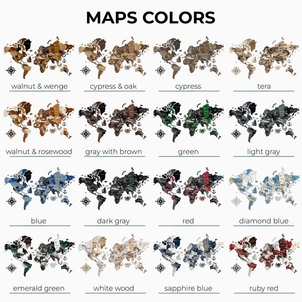 3D Large World Map Couples Travel Gift