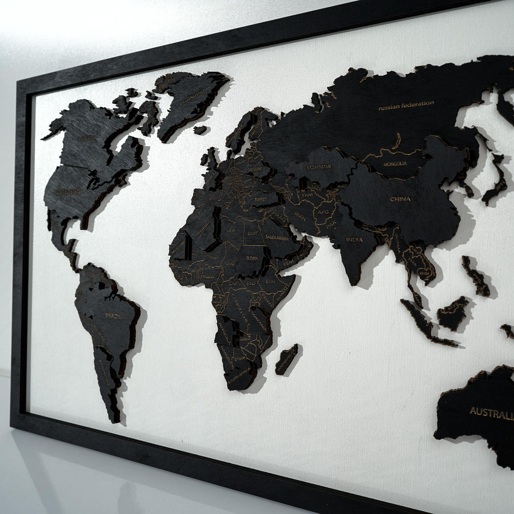 LED Wooden World Map Handmade